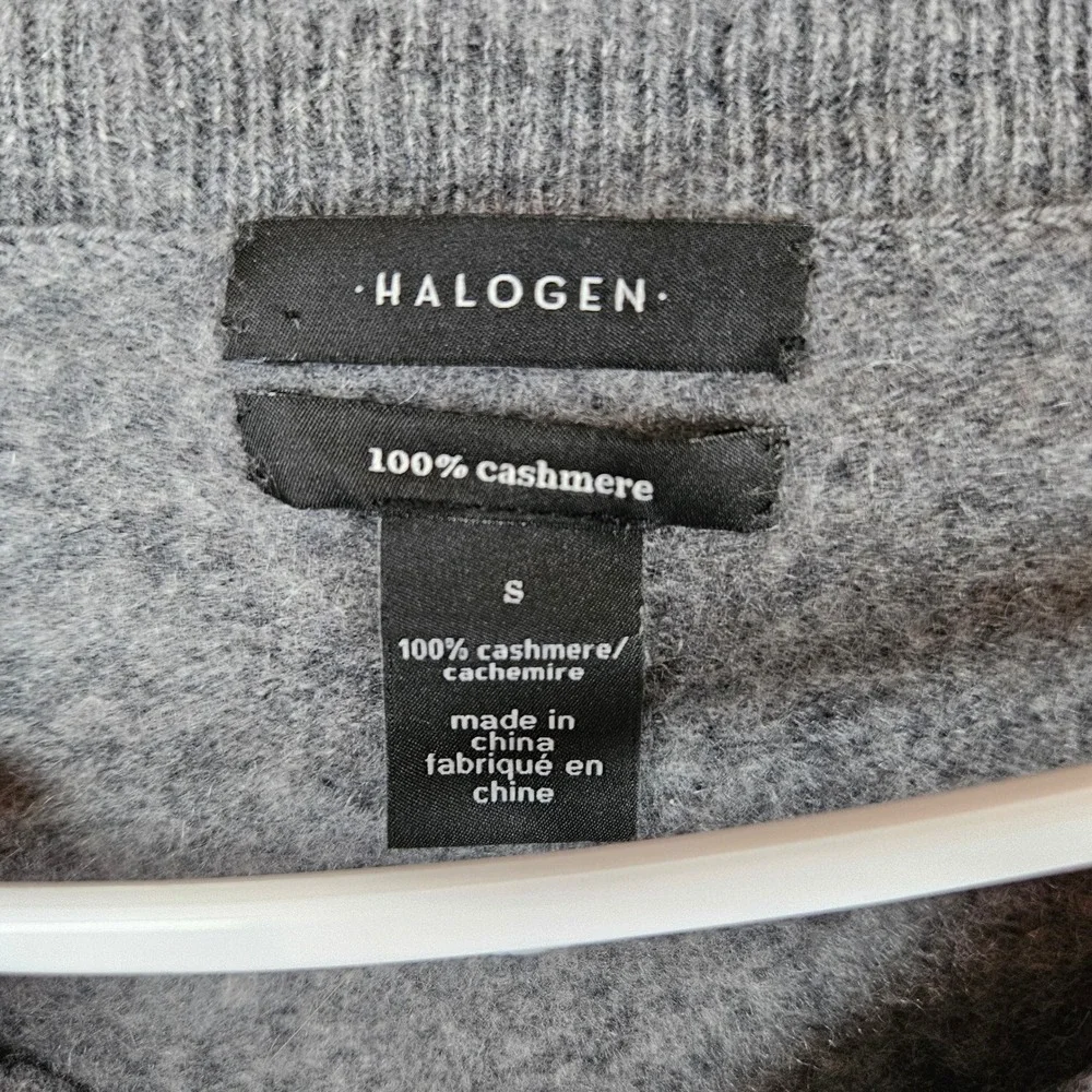 Halogen Womens Small Gray 100% Cashmere‎ V-Neck Long Sleeve Knit Sweater